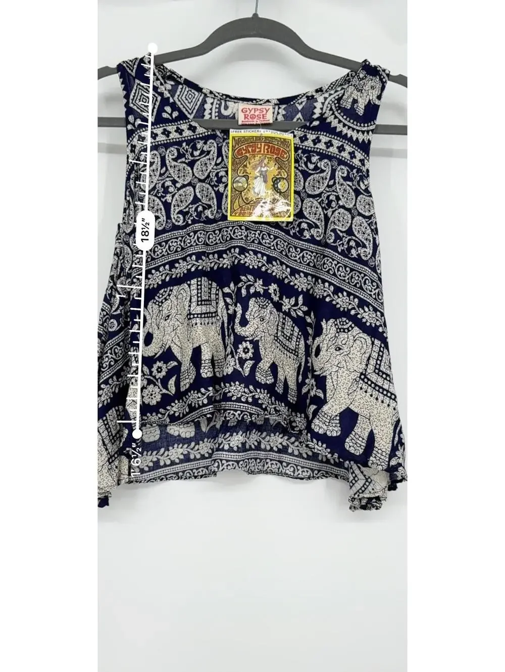 Gypsy Rose Asymmetrical Indian hippie crop top Size S it comes with free sticker